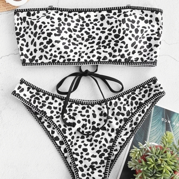 Zaful Other - NWT Zaful Dalmation Print Two Piece Swimsuit